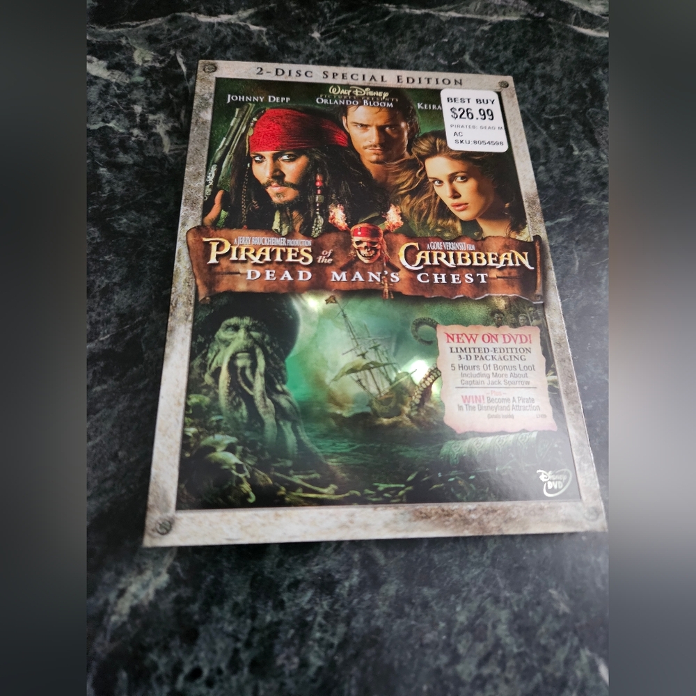 Disney Pirates of the Caribbean DVD with Black and Red Accents Nwt